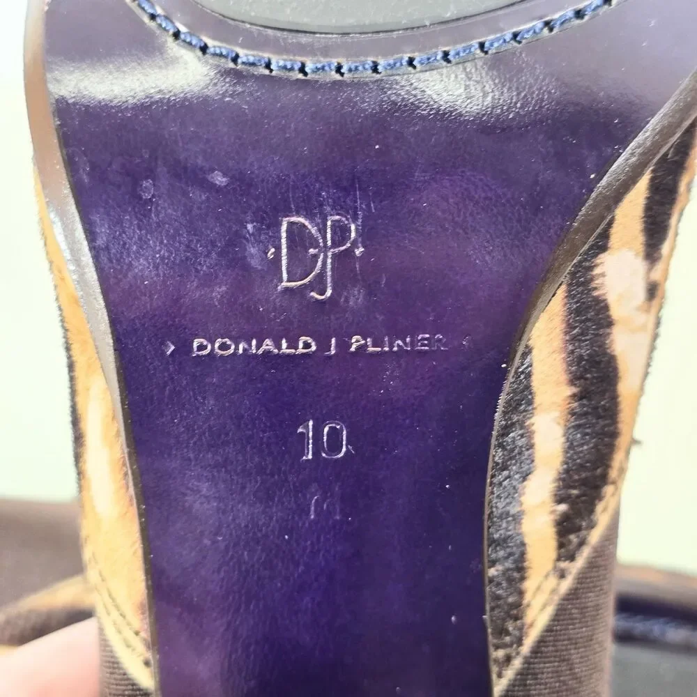Donald J Pliner Medea S4 Haircalf Leopard Print Heels Spain Size 10 Pointed